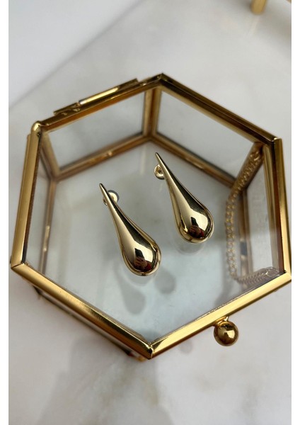 Düz Plaka Damla Küpe(Ölçü:3 Cm)
