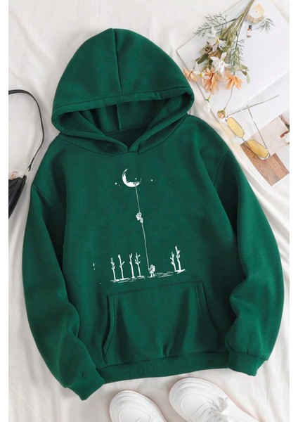 Uygun Tarz Siyah Saturn Sweatshirt