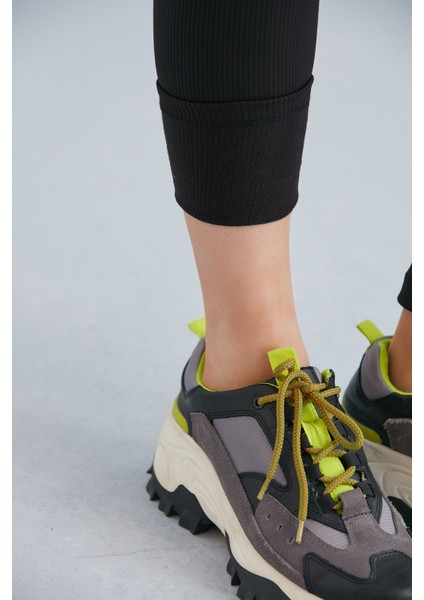 Kadın Siyah Içi Polarlı Lastikli Şardonlu Fitilli Toparlayıcı Interlok Kışlık Örme Tayt indirimleri