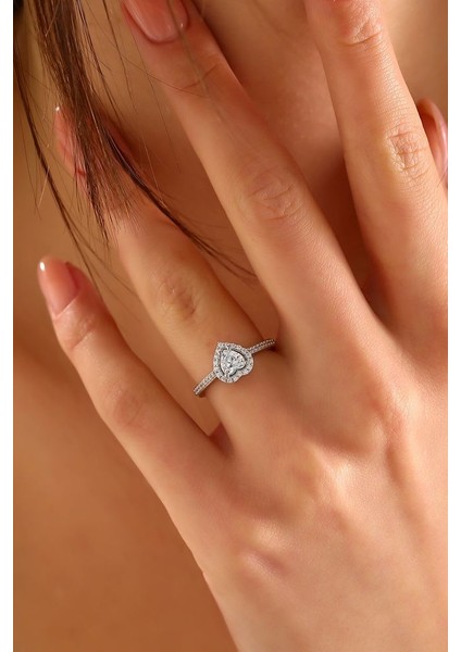 Kadın 925 Ayar Gümüş Kalp Taşlı Pırlanta Montür Gümüş Yüzük A123 fiyatları