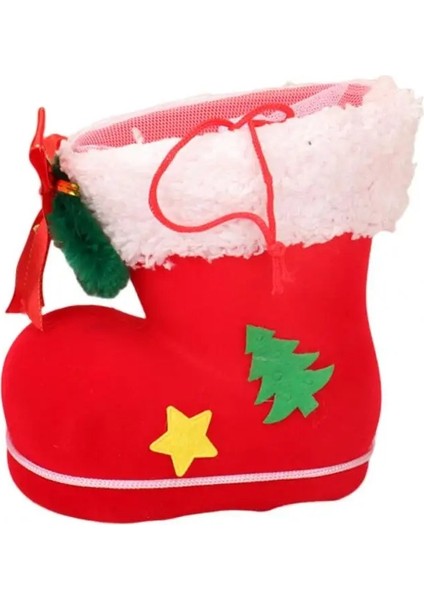 Noel Hediyesi Boot Xmas Şeker Bot Çantası Noel Dekorasyonları Hediye Çizme Beyaz Medıum