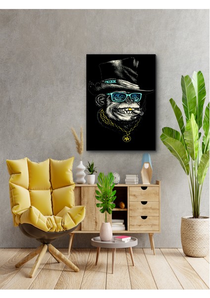 Cool Rapçi Maymun Kanvas Tablo Dekoratif Modern Soyut Minimalist Illüstrasyon