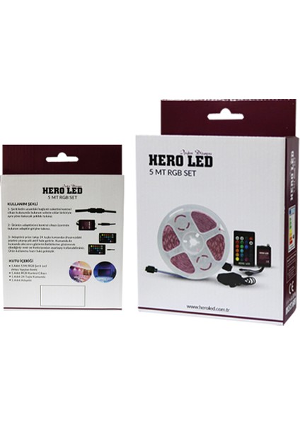 Hero Led 5 Metre 3528 Tek Çipli Iç Mekan Rgb Şerit LED Set Kutulu