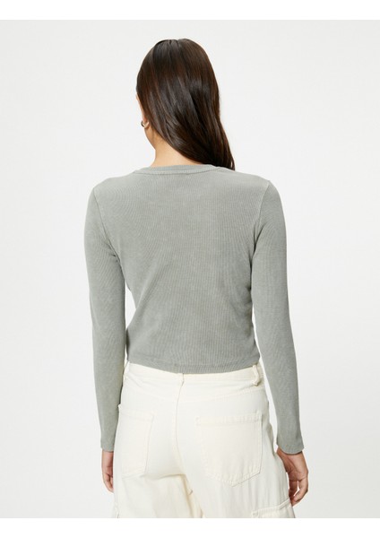 Uzun Kollu Tişört Bisiklet Yaka Fitilli Pamuklu fırsatları