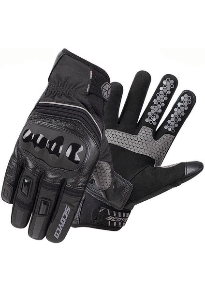 Motosiklet Eldiveni Deri ve Cordura Reflektörlü Su Geçirmez Özel Iç Mebran Dirençli Motor Eldiveni