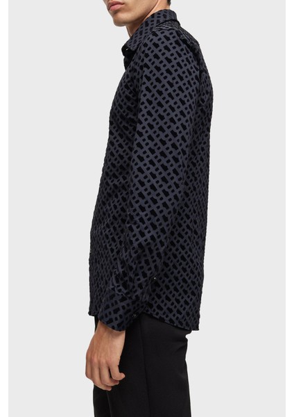 Flok Baskılı Monogramlı Slim Fit Gömlek Erkek Gömlek 50502906 001 indirimleri