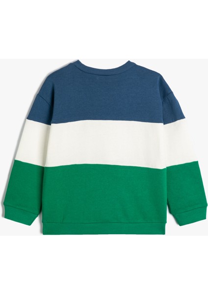 Sweatshirt Uzun Kollu Renk Bloklu Pamuklu fiyatları