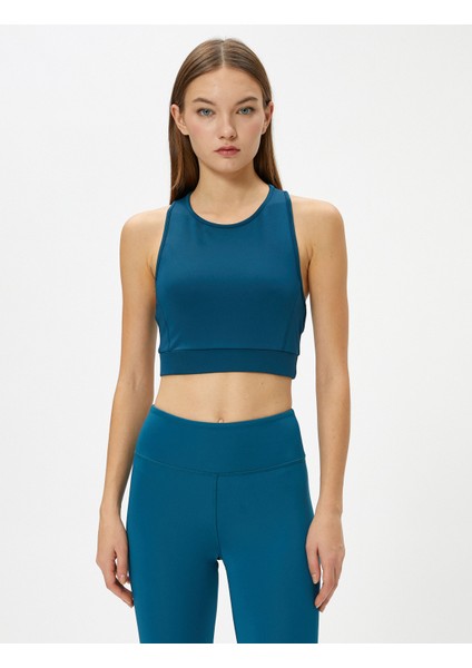 Sporcu Sütyeni U Yaka Arkası Pencere Detaylı Slim Fit