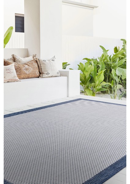 Fresco Ekru Lacivert Iskandinav Jüt Yıkanabilir Halı Kilim Balkon Teras Salon Koridor Halısı 23745A fiyatları