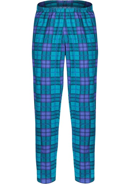 %100 Pamuklu Ekoseli Erkek Tek Alt Cepli Pijama