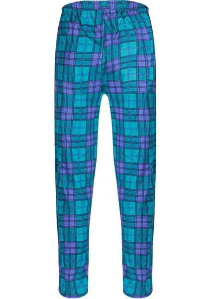 %100 Pamuklu Ekoseli Erkek Tek Alt Cepli Pijama