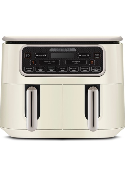 Aır Pro Cook Duo Köz Xxxl 4+4 Litre Airfryer Iconic Beige 8 Kişilik