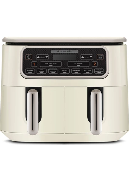 Aır Pro Cook Duo Köz Xxxl 4+4 Litre Airfryer Iconic Beige 8 Kişilik