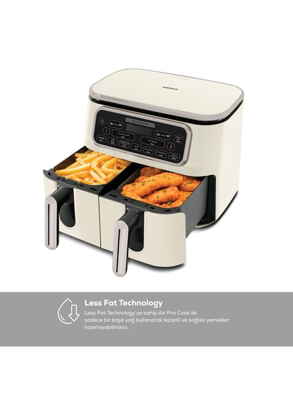 Aır Pro Cook Duo Köz Xxxl 4+4 Litre Airfryer Iconic Beige 8 Kişilik