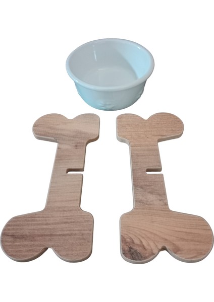 Seramik Kaseli Ahşap Ayaklı Tekli Kedi-Köpek Mama/Su Kabı Stantı.400 ml. fırsatları