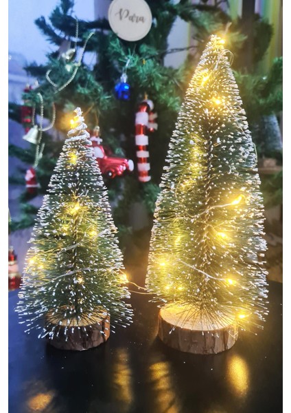 Işıklı Büyük 2li Masa Üstü Yılbaşı Ağacı Seti 2 Ad -15 ve 20CM fiyatları