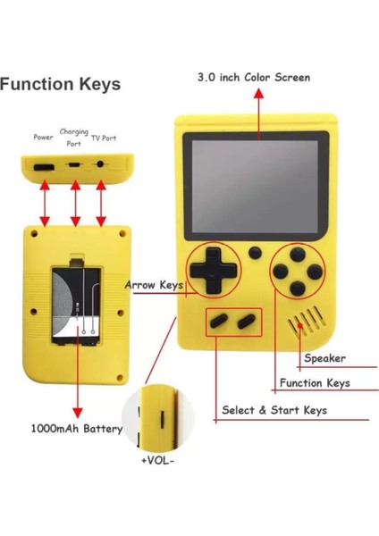 Sup Taşınabilir 400 Oyunlu Mini Atari 2 Kişilik Oyun Konsolu Retro Klasik Oyun Makinesi Oyunkonsolu