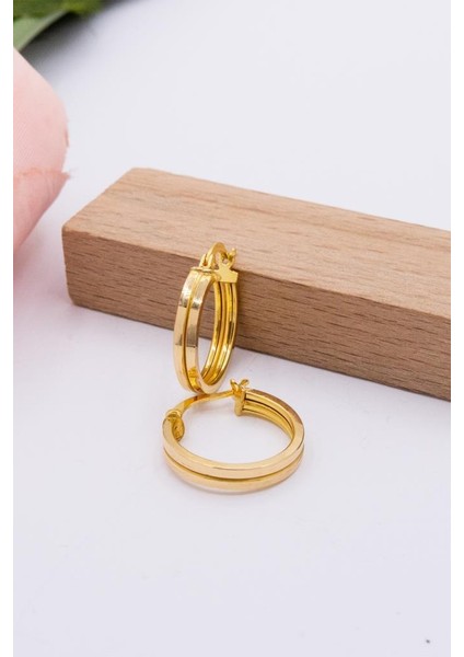 22 Ayar Altın Küpe Iki Sıra Düz Halka Kadın Küpe LKKP1193 fiyatları