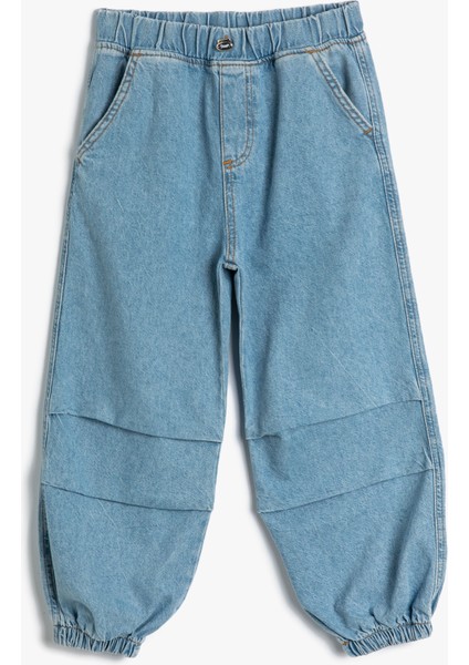 Paraşüt Kot Pantolon Pamuklu Beli Lastikli Cepli Parachute Jean