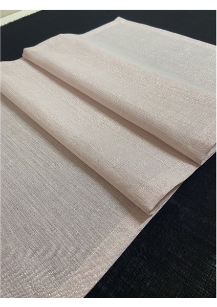 Polyester Keten Simli Runner Pembe 40X150CM
