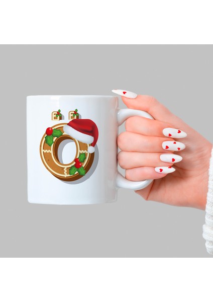 Kurabiye Ö Harfi Baskılı Beyaz Yılbaşı Kupası