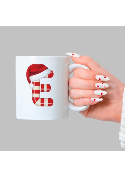 Şeker E Harfi Baskılı Beyaz Yılbaşı Kupası