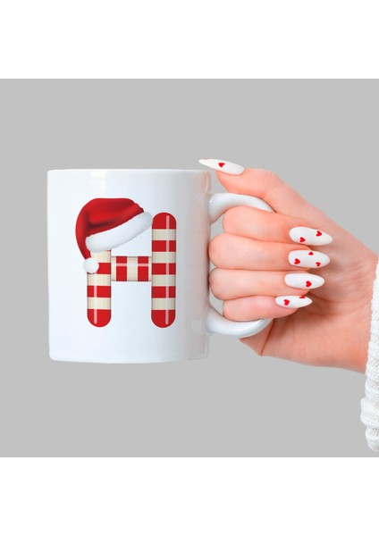 Şeker H Harfi Baskılı Beyaz Yılbaşı Kupası