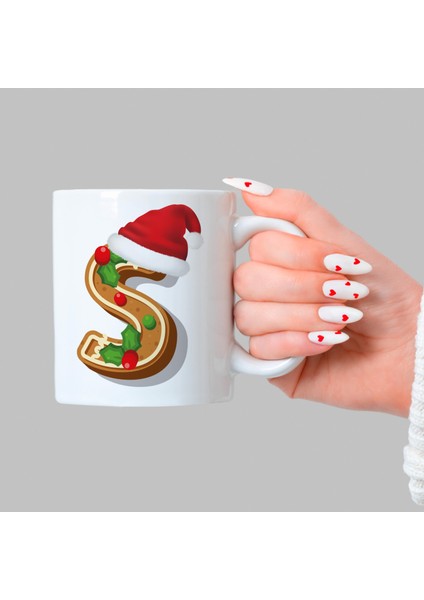 Kurabiye S Harfi Baskılı Beyaz Yılbaşı Kupası