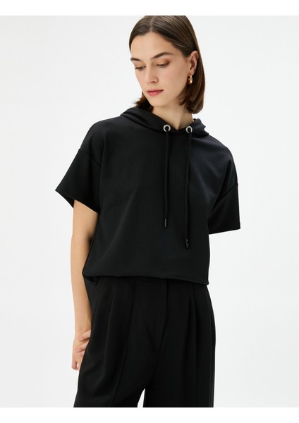 Kapşonlu Sweatshirt Kısa Kollu Regular Fit