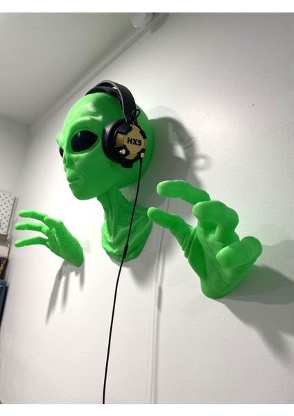 KemX3D Alien Uzaylı Duvar Dekorasyonu Veya Kulaklık Tutucu