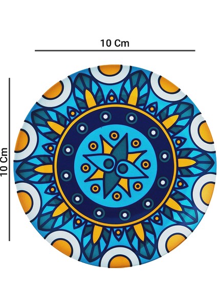 Valerine Life Kutsal Geometri Mandala Desenli Yıkanabilir Kaydırmaz Ofis Çay Ve Fincan Bardak Altlığı 10x10cm 6 Adet