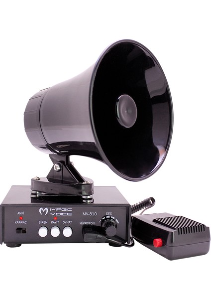 Magıcvoıce MV-800 Kayıt Siren Mini Pazarcı Anfi Seti Mıknatıslı (Anfi+Hoparlör+Mikrofon)
