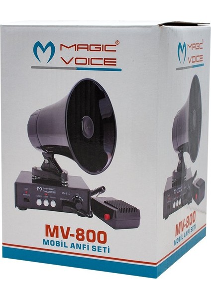 Magıcvoıce MV-800 Kayıt Siren Mini Pazarcı Anfi Seti Mıknatıslı (Anfi+Hoparlör+Mikrofon)
