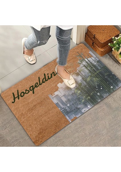 Valerine Life Metropol ve Bambu Temalı Hoş Geldiniz Kapı Önü Paspası 45X70CM