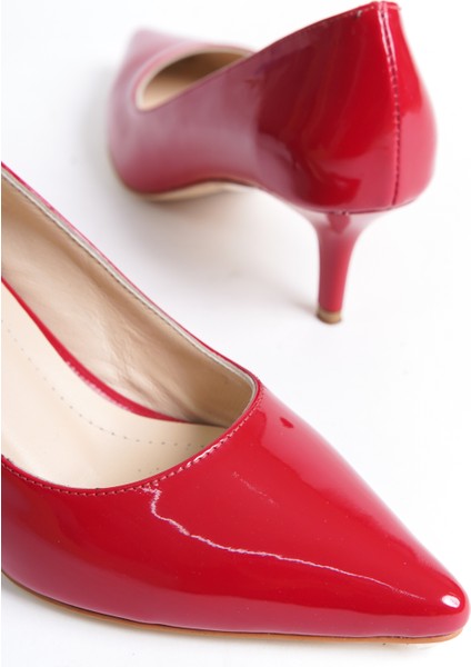 Hakiki Deri MBHRNR978-KR Kadın Rugan İnce 7 cm Topuklu Kırmızı Stiletto & Topuklu Ayakkabı fırsatları