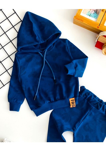 Neşeli Bebekler Ayıcık Desen Iki Iplik Kumaş Kapüşonlu Takım Lacivert fiyatları