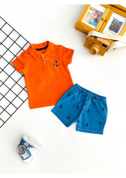 Neşeli Bebekler Çapa Desen Polo Yaka Şort Takım fiyatları
