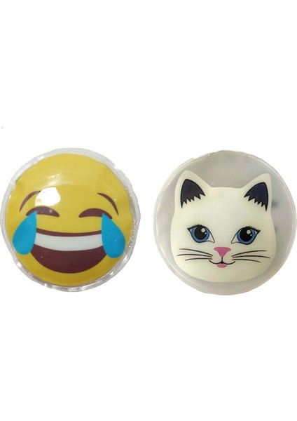 Gülen Emoji,kedi Cep Sobası,el Isıtıcı,2 Adet Sıcak Su Torbası Pvc 9cm
