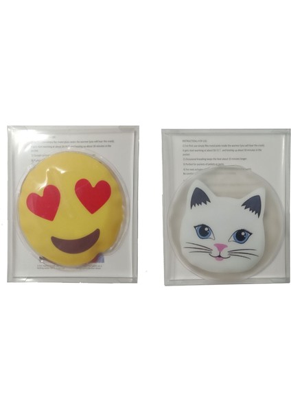 Kalp Emoji,kedi Cep Sobası,el Isıtıcı,2 Adet Sıcak Su Torbası Pvc 9cm