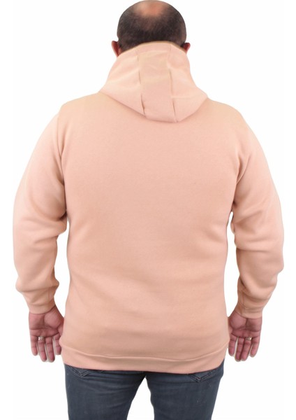 Mocgrande Fermuarlı Kapuşonlu Büyük Beden Sweat Jubin 23221 Bej modelleri