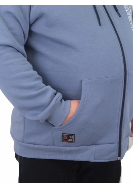 Mocgrande Fermuarlı Kapuşonlu Büyük Beden Sweat Adventure 23220 Mavı indirimleri