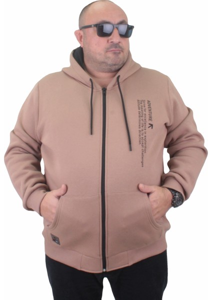 Mocgrande Fermuarlı Kapuşonlu Büyük Beden Sweat Adventure 23220 S.kahve