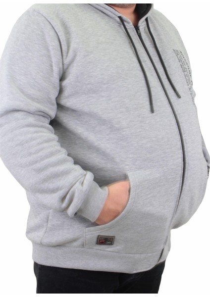 Mocgrande Fermuarlı Kapuşonlu Büyük Beden Sweat Adventure 23220 Grı Melanj fırsatları