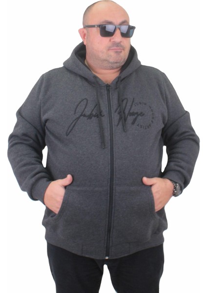 Mocgrande Fermuarlı Kapuşonlu Büyük Beden Sweat Jubin 23221 Antrasıt