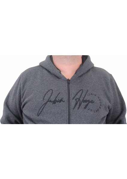 Mocgrande Fermuarlı Kapuşonlu Büyük Beden Sweat Jubin 23221 Antrasıt fırsatları