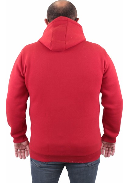 Mocgrande Fermuarlı Kapuşonlu Büyük Beden Sweat Jubin 23221 Kırmızı modelleri