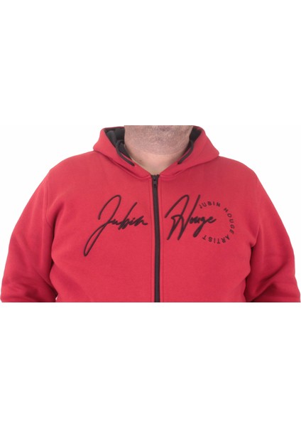 Mocgrande Fermuarlı Kapuşonlu Büyük Beden Sweat Jubin 23221 Kırmızı fırsatları