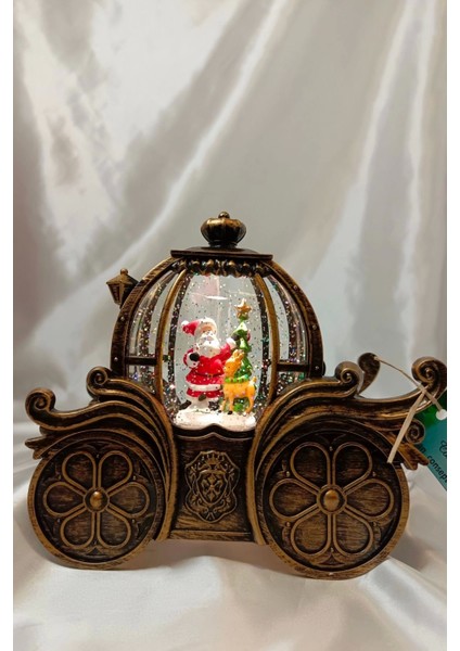 Yılbaşı Noel Fayton Tasarımlı Kar Küresi Noel Baba Karakter Işık Kahve Yeni Yıl