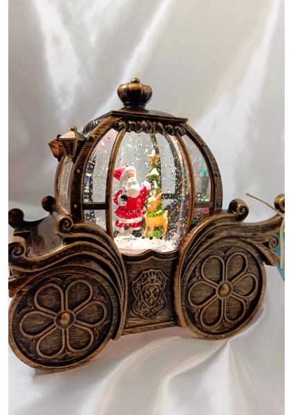 Yılbaşı Noel Fayton Tasarımlı Kar Küresi Noel Baba Karakter Işık Kahve Yeni Yıl