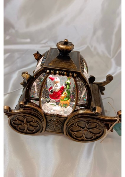 Yılbaşı Noel Fayton Tasarımlı Kar Küresi Noel Baba Karakter Işık Kahve Yeni Yıl